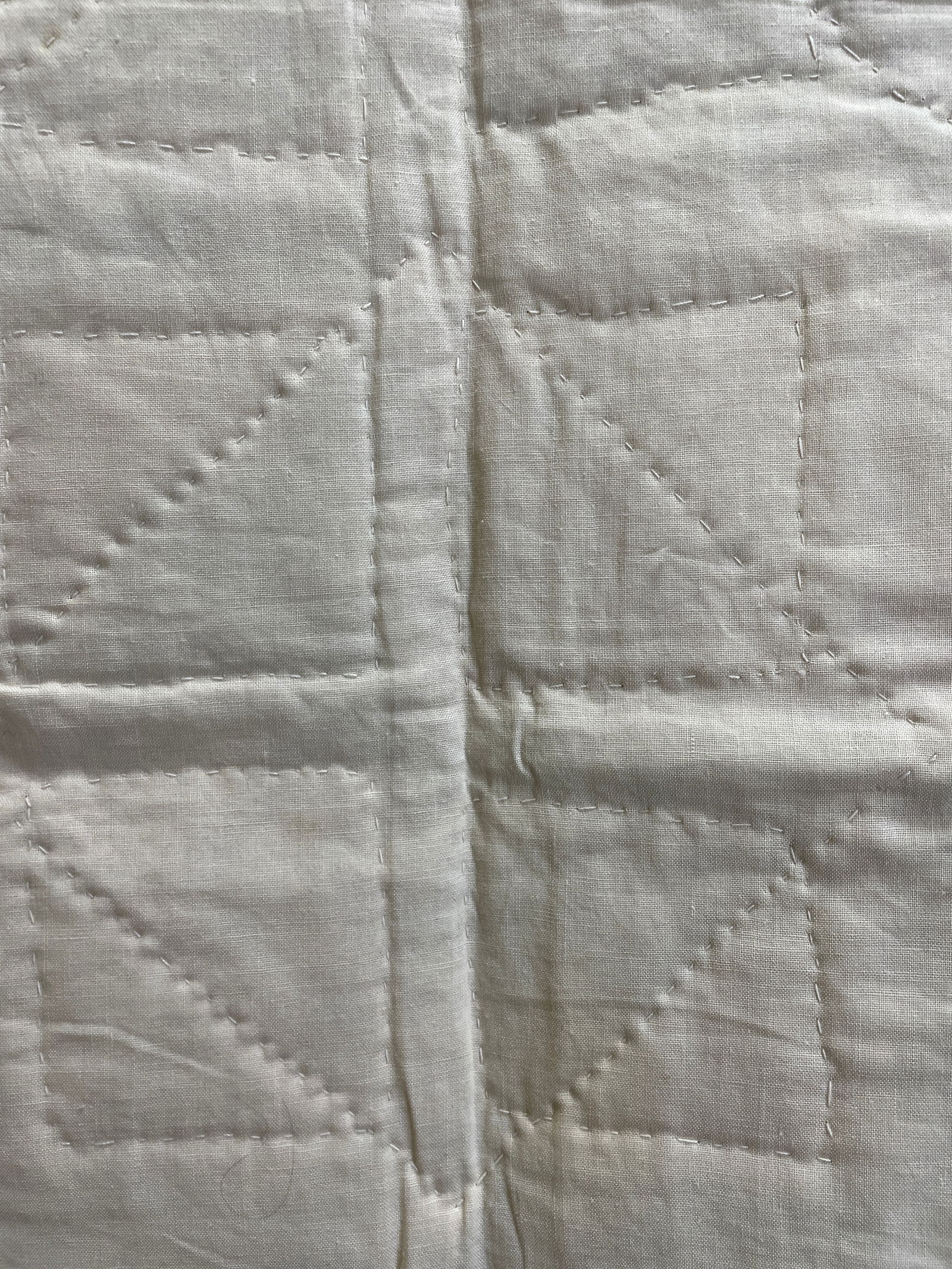 Floral Triangles Summer Quilt Hand Stiched 84" x 65" - 6