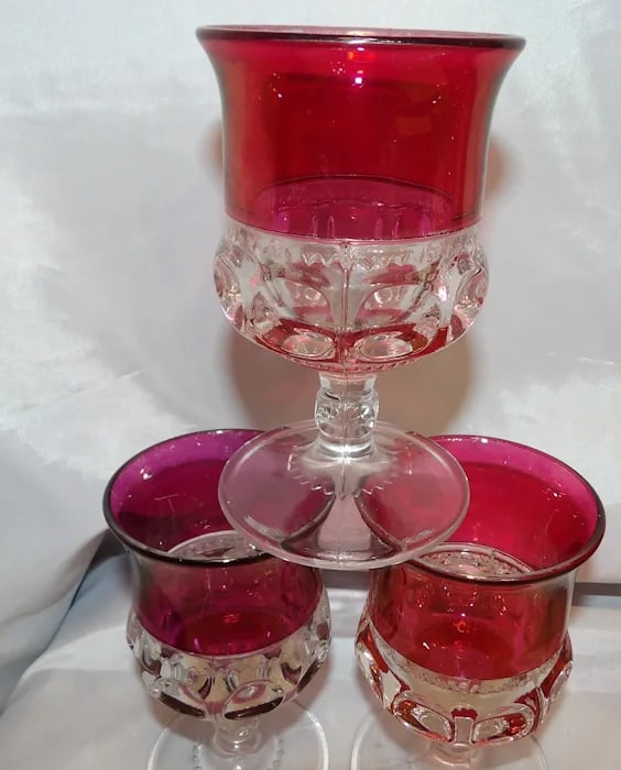 Tiffin Franciscan King's Crown Ruby Flash Comport - 3