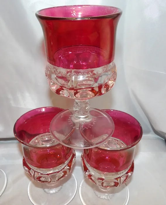 Tiffin Franciscan King's Crown Ruby Flash Comport - 4