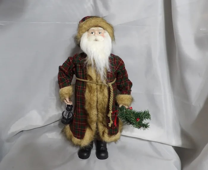 Vintage 17” Santa Plaid Coat Lantern (1 of 6)