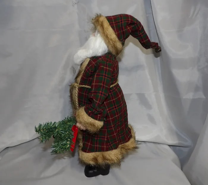 Vintage 17” Santa Plaid Coat Lantern - 2