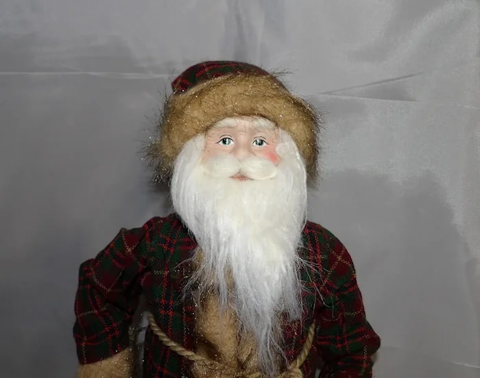 Vintage 17” Santa Plaid Coat Lantern - 5