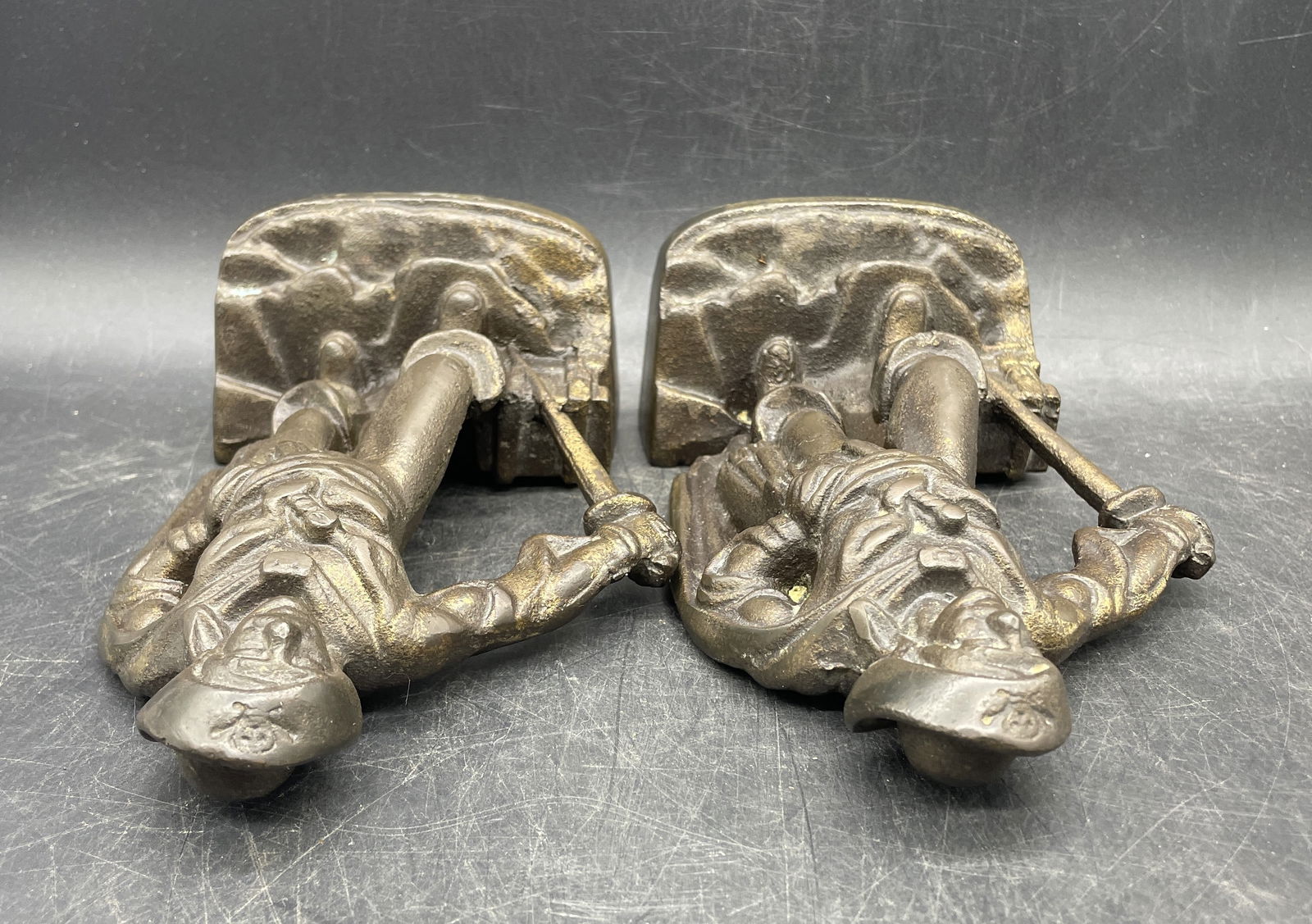 Vintage CAST IRON BOOKENDS SWASHBUCKLING PIRATE BUCCANEER - 7