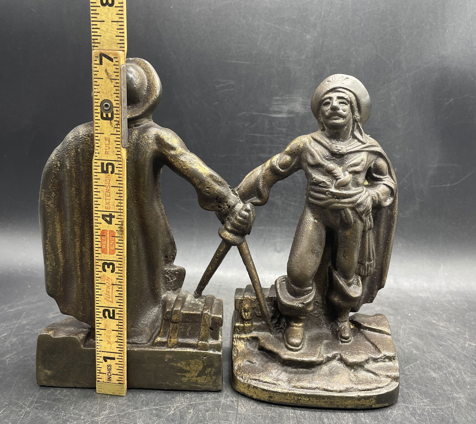 Vintage CAST IRON BOOKENDS SWASHBUCKLING PIRATE BUCCANEER - 8