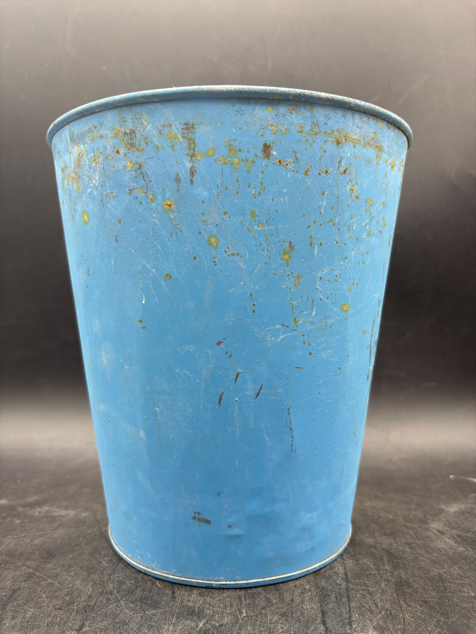 Vintage Robin's Egg Blue Metal Sap Bucket Rustic Primitive - 3