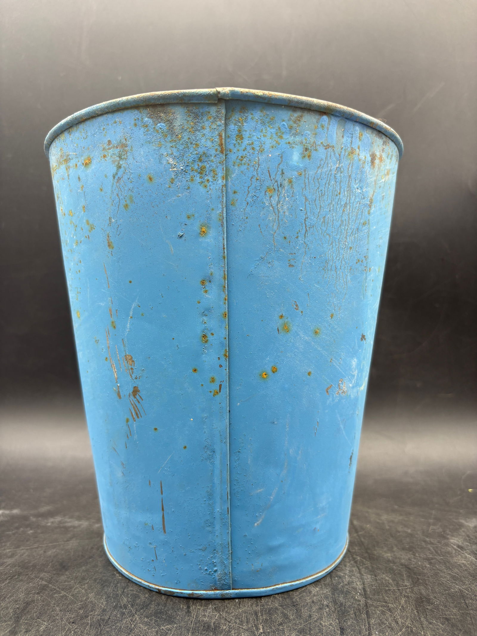 Vintage Robin's Egg Blue Metal Sap Bucket Rustic Primitive - 6