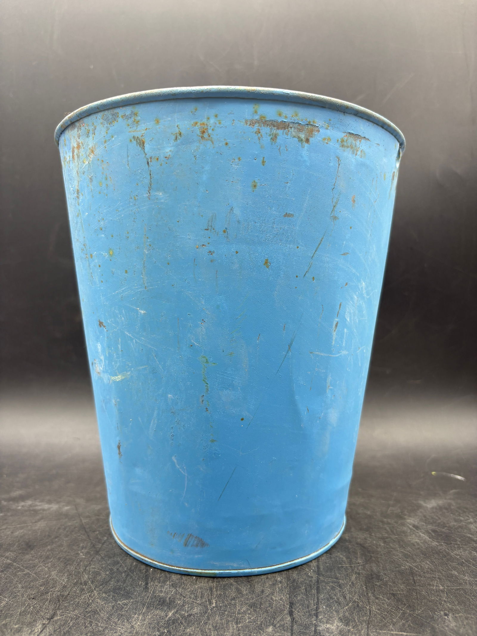 Vintage Robin's Egg Blue Metal Sap Bucket Rustic Primitive - 7