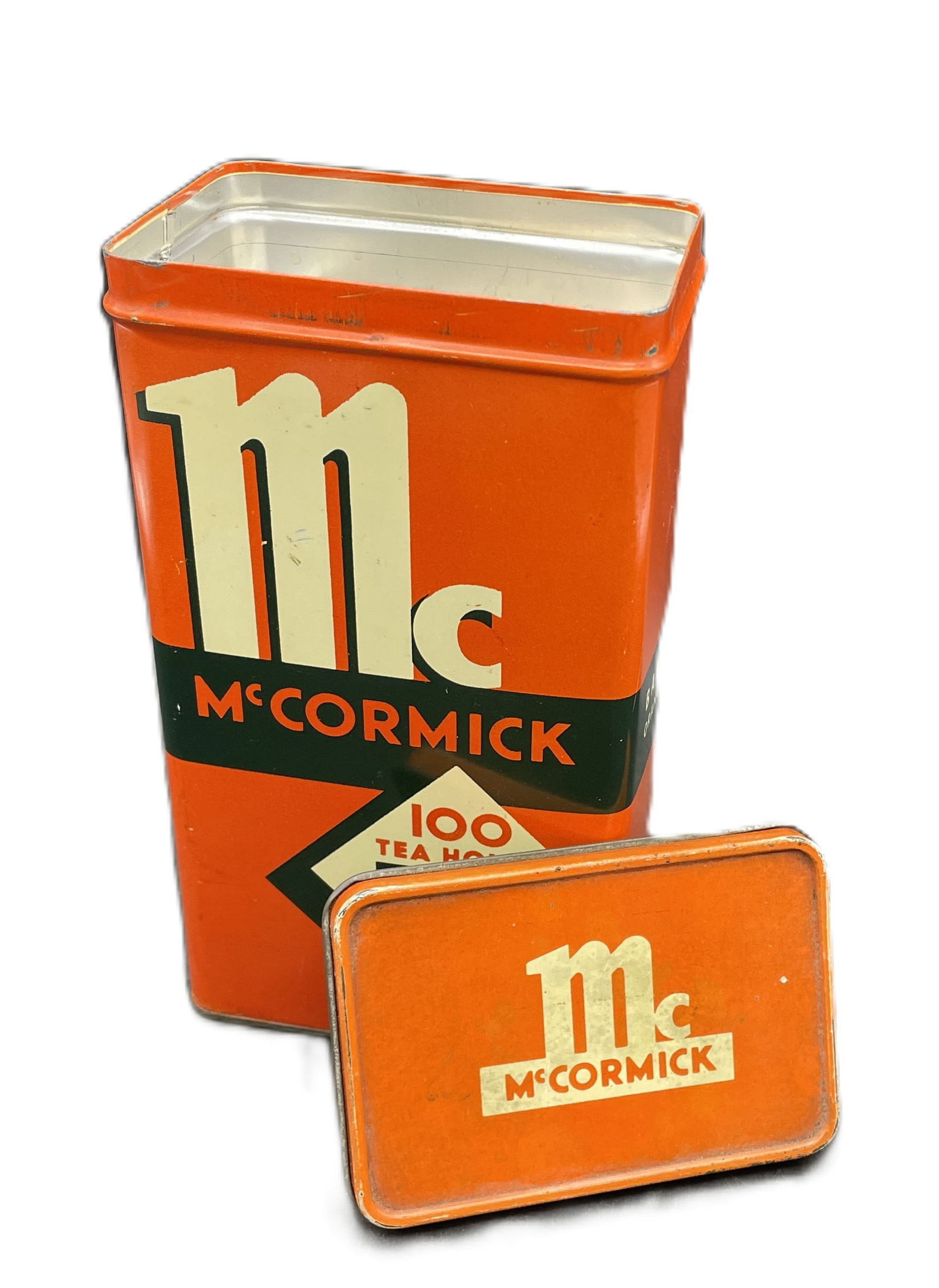 Antique 1938 McCormick Orange Pekoe Tea House 100 Bag 8 Oz Tin Made in USA - 2