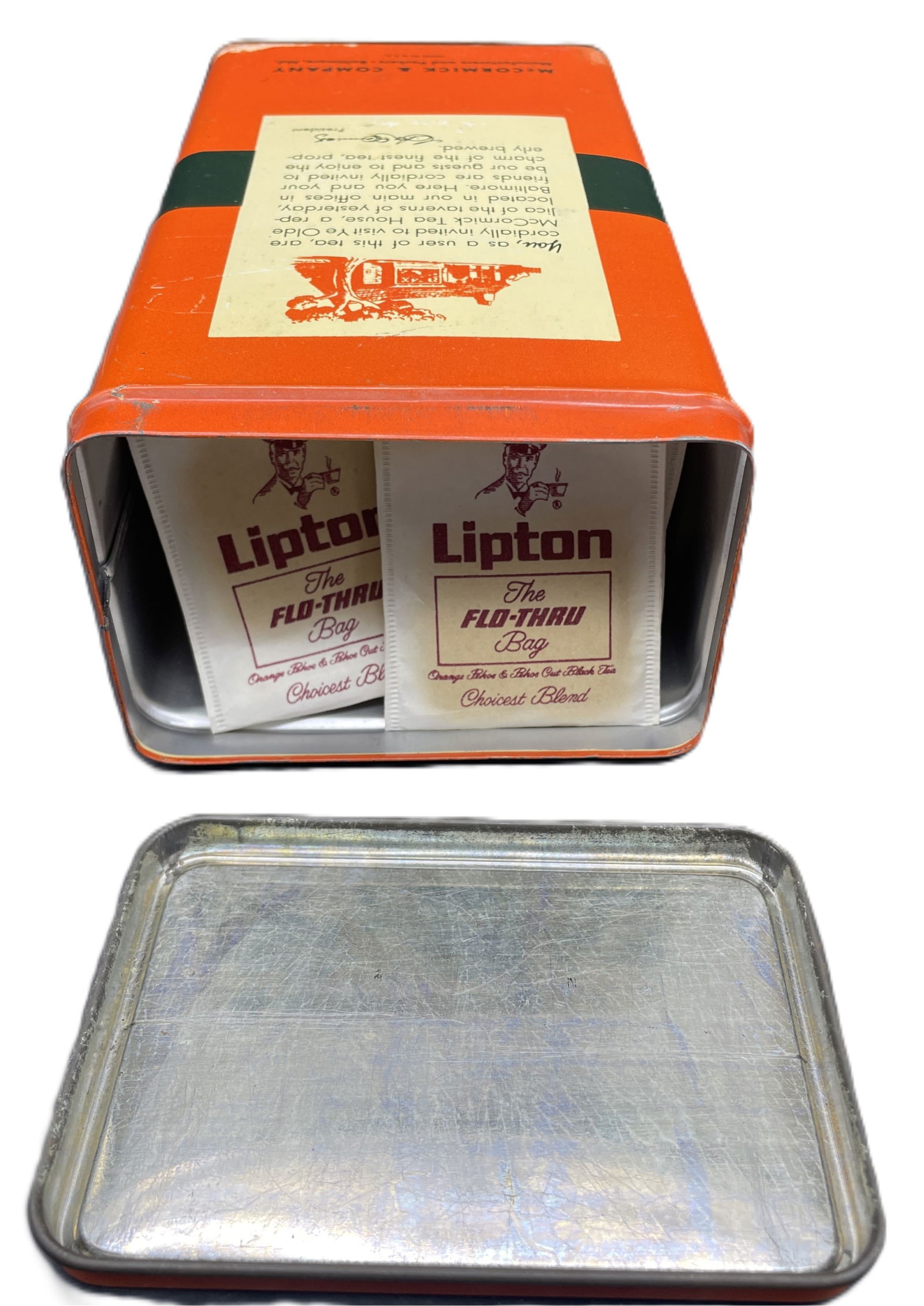 Antique 1938 McCormick Orange Pekoe Tea House 100 Bag 8 Oz Tin Made in USA - 4