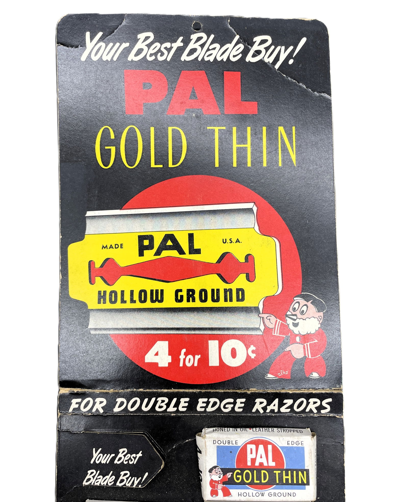 Vintage 1950's - Wall/Counter Display with New Old Stock PAL GOLD THIN Blades - 3