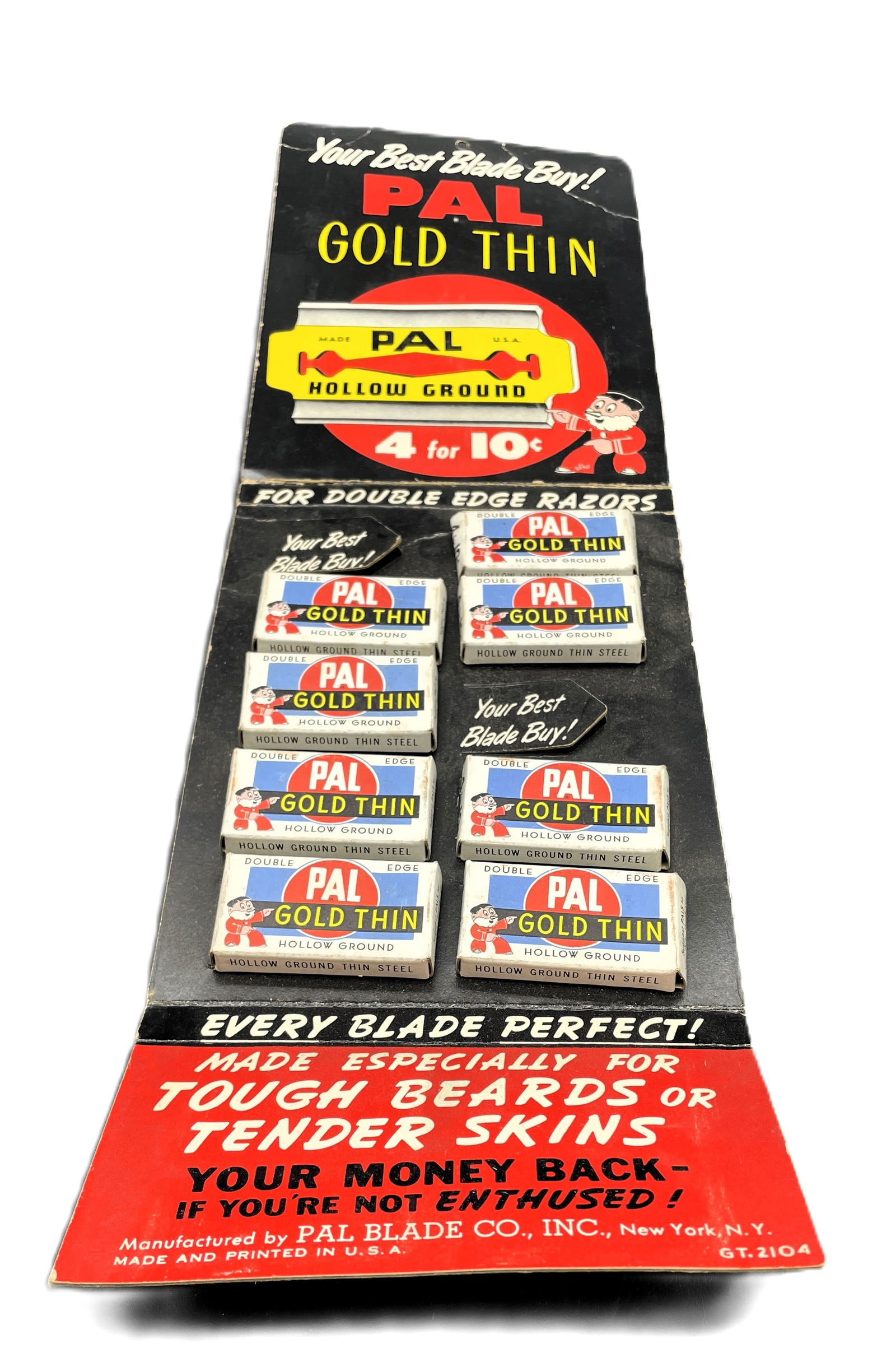 Vintage 1950's - Wall/Counter Display with New Old Stock PAL GOLD THIN Blades - 5