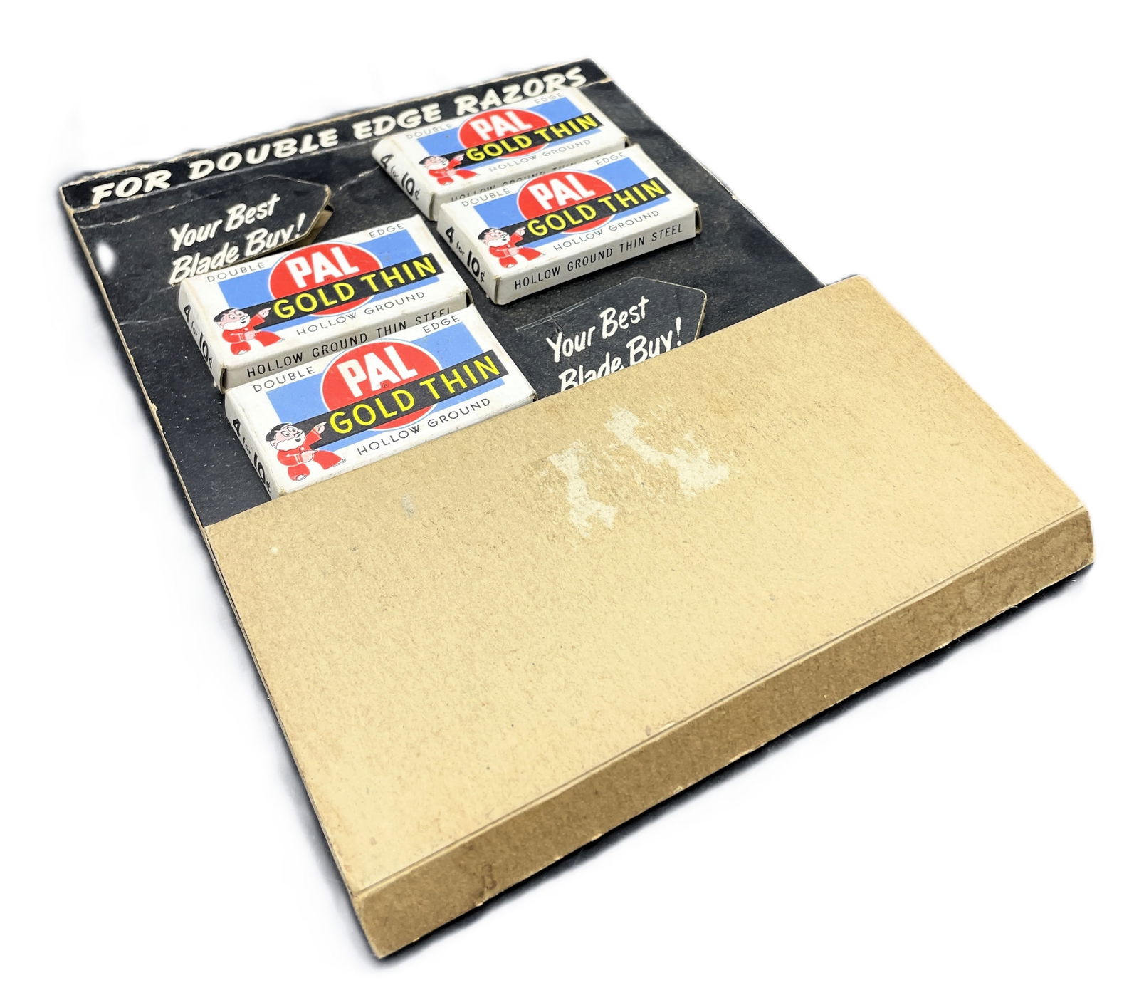 Vintage 1950's - Wall/Counter Display with New Old Stock PAL GOLD THIN Blades - 7