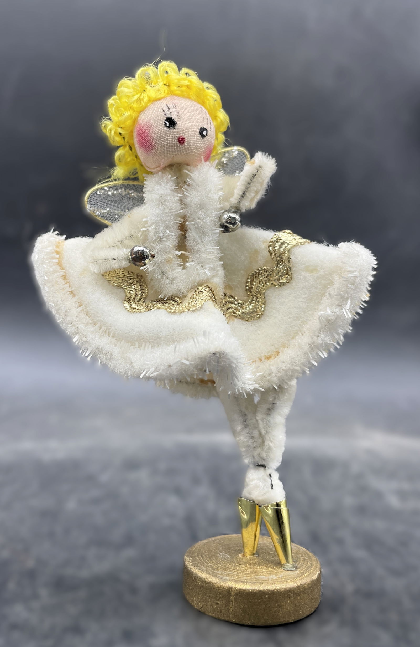 Vintage Japan Pipe Cleaner Angel Ballerina Tulle Wings Yarn Hair - 2