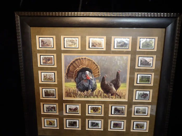 National Wildlife Foundation Turkey Stamps 1990: Collectible 1990 National Wildlife Foundation sheet of stamps featuring wild turkey illustrations. Shipping:Domestic: Flat-rate of $40.00 to anywhere within the contiguous U.S.International: Foreign