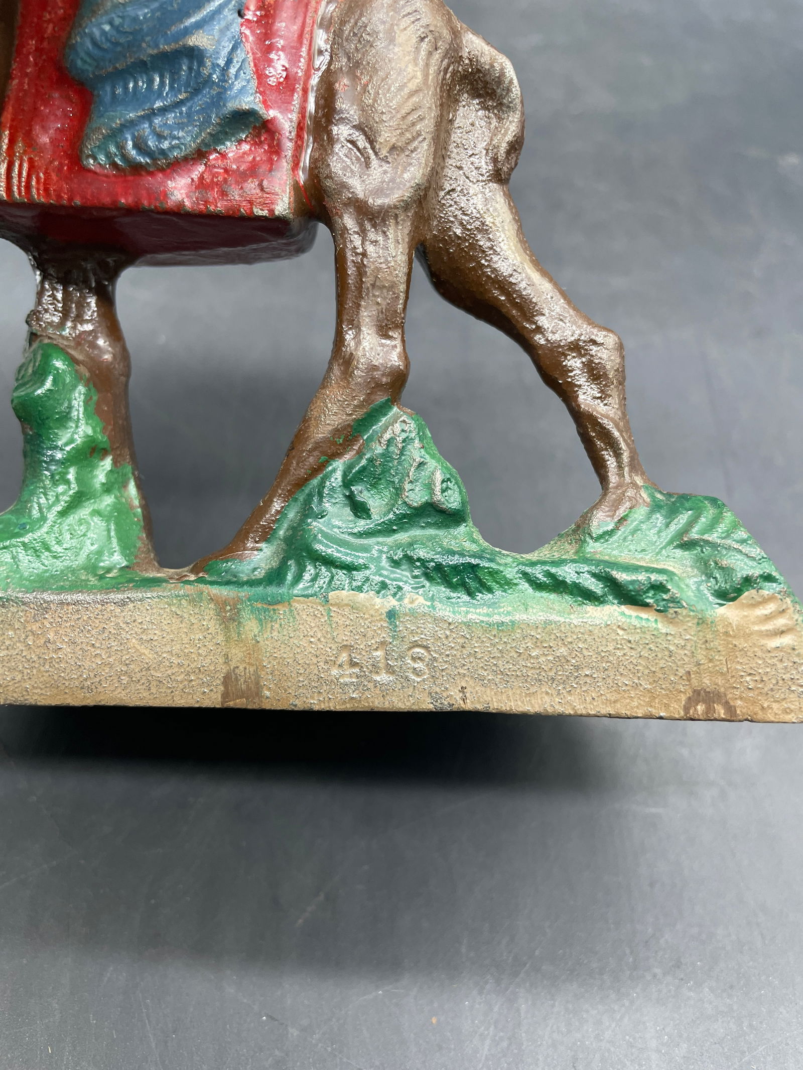 Antique CAST IRON ARABIAN MAN RIDING CAMEL BOOKENDS #418 Hubley Bedouin - 5