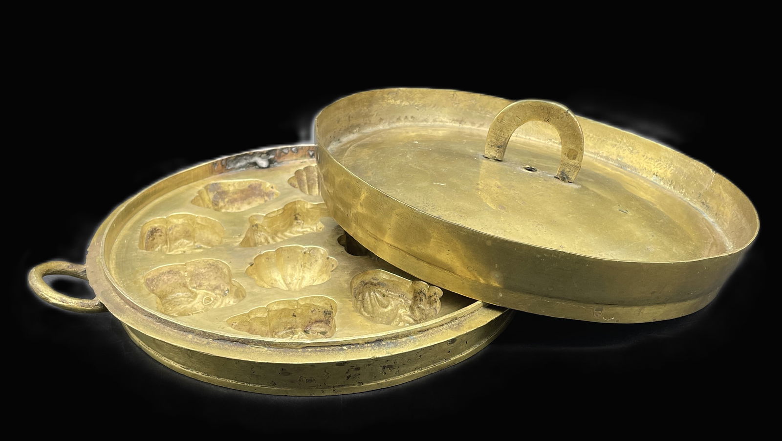 VINTAGE BRASS KUIH BAHULU Candy MOLD with Lid - 5