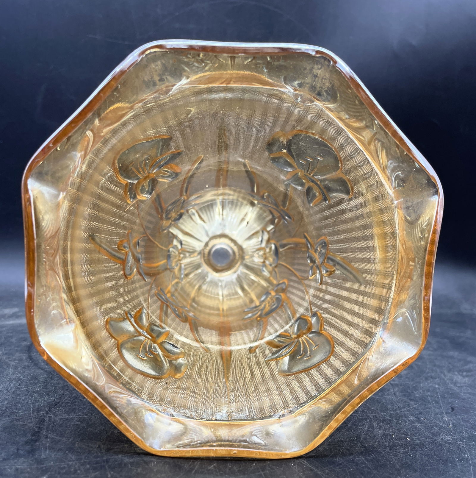 Vintage Jeanette Carnival Glass Vase Iridescent - 4