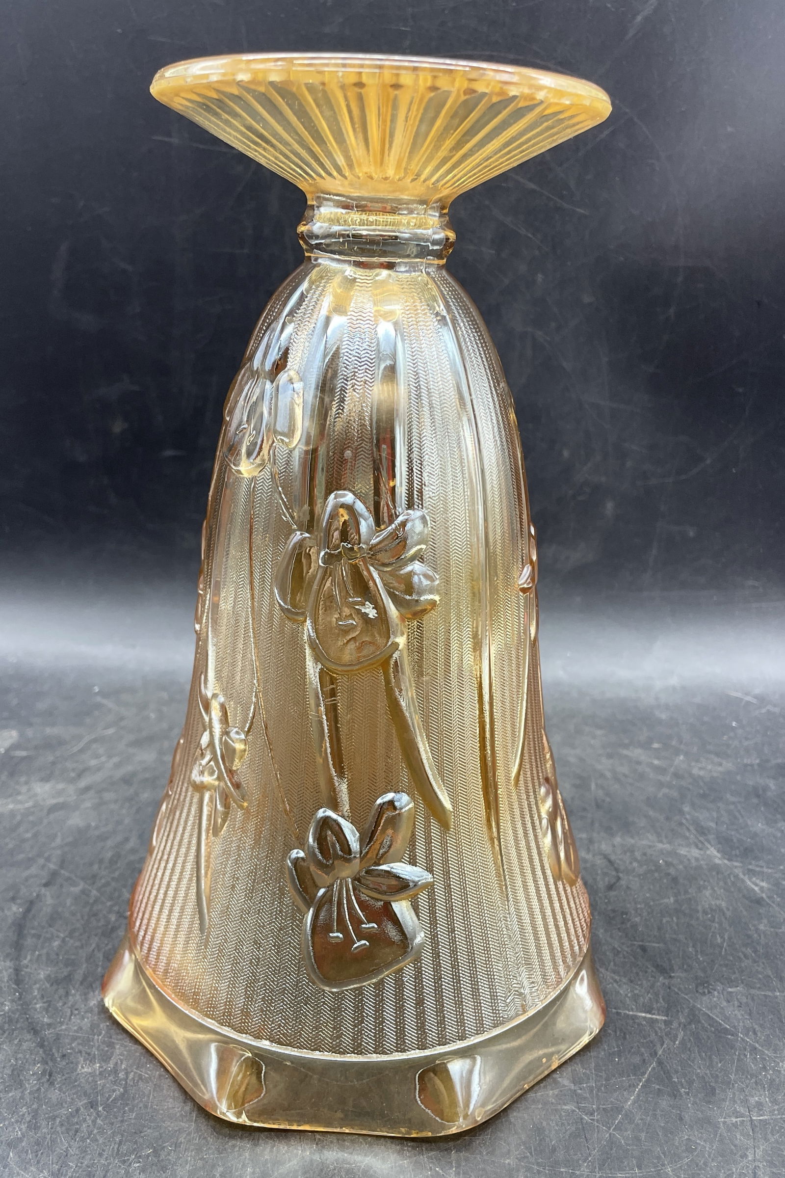 Vintage Jeanette Carnival Glass Vase Iridescent - 6