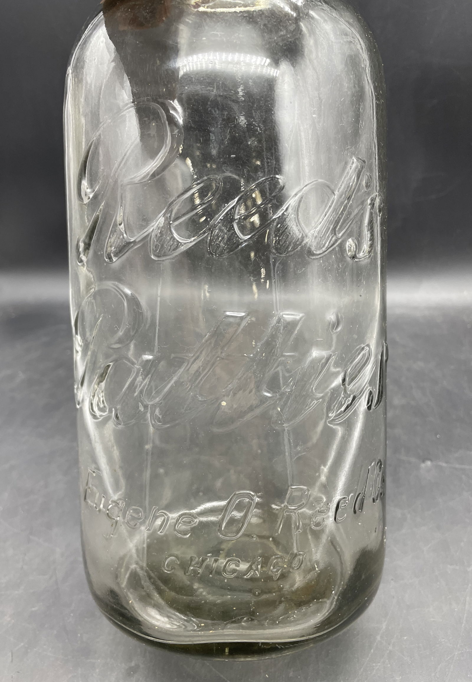 ORIGINAL REEDS PATTIES CANDY JAR REED CANDY CO. CHICAGO WITH LID - 3