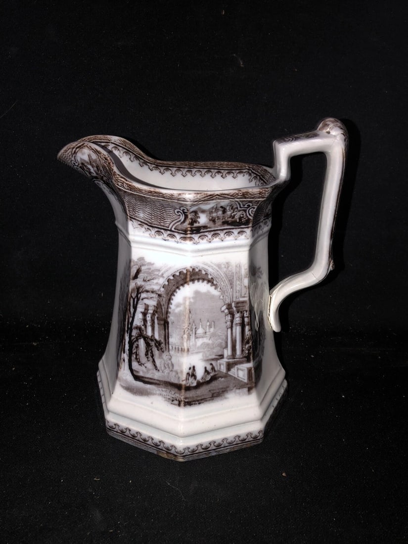 8 1/4” Castle Scenery Mulbery Pitcher (1 of 4)