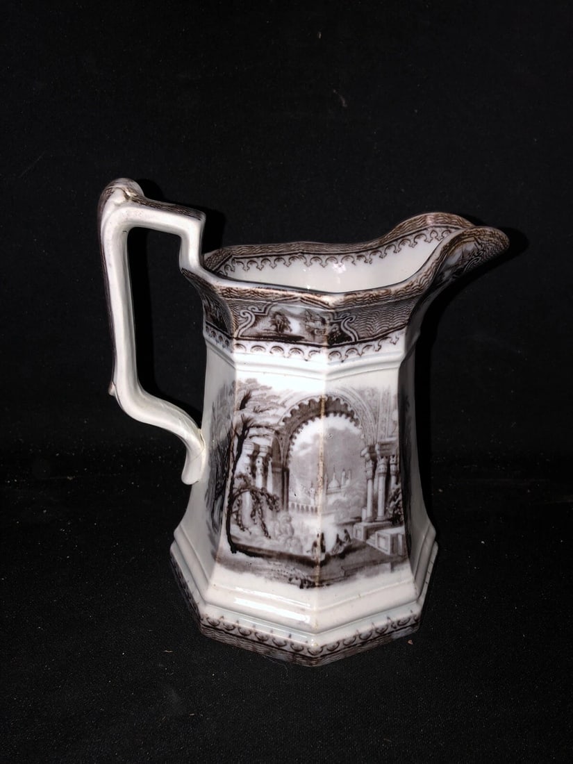 8 1/4” Castle Scenery Mulbery Pitcher - 2