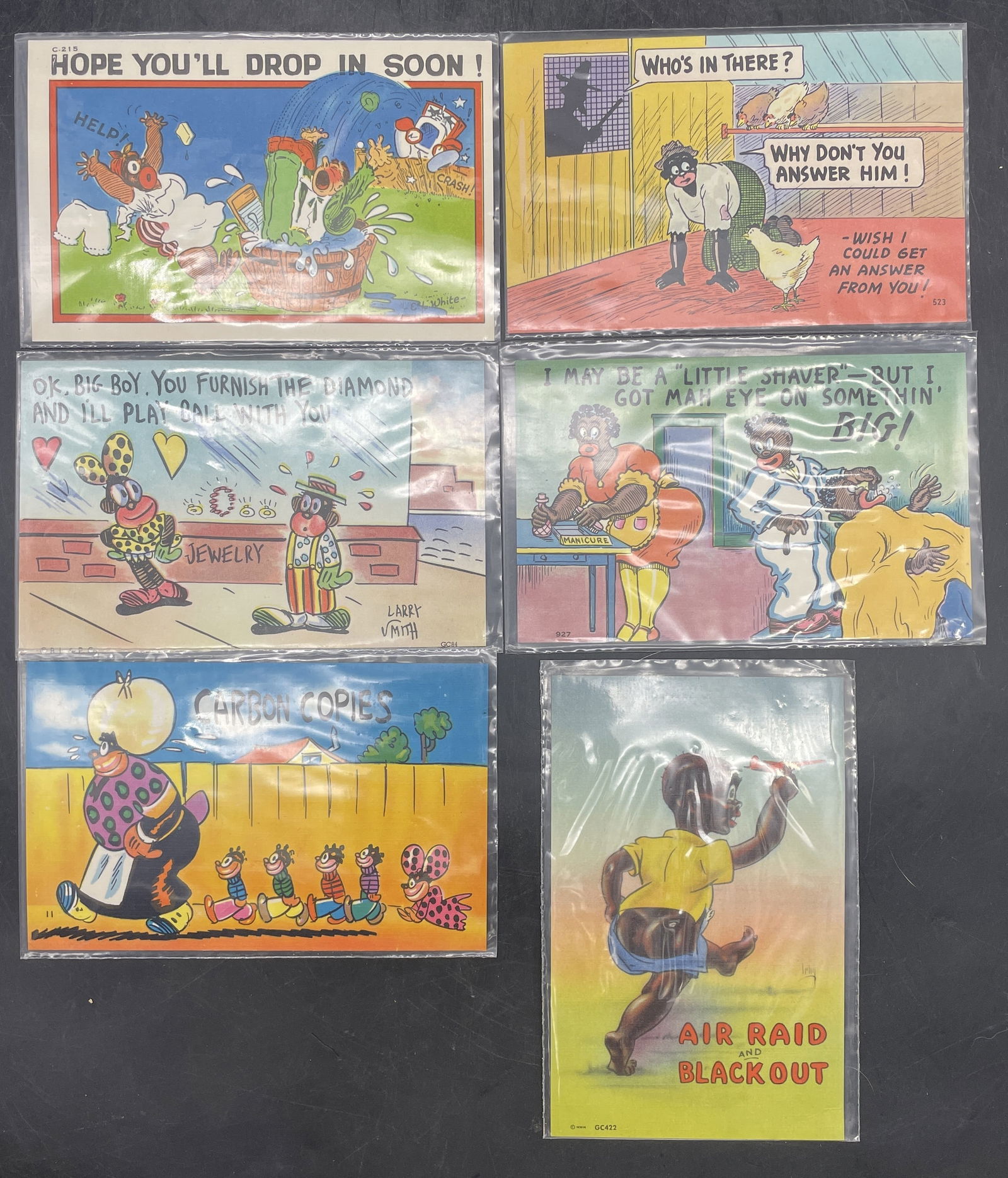 Lot of 6 Black Americana Postcards - 2