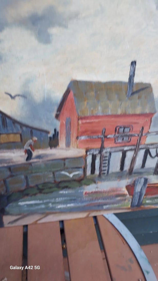 Lobster shack Oil painting 1950 coastal great colors - 3