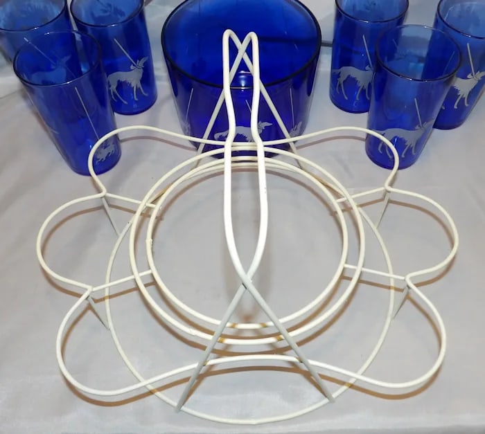 1930’s Cobalt Blue 8-Piece Dog Set - 5