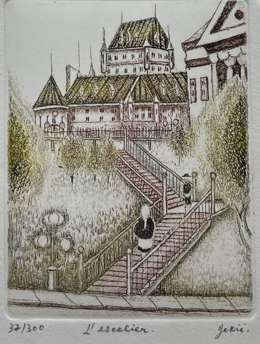 Vintage Signed & Numbered L'ESCALIERS Quebec Print 32/300 - 3