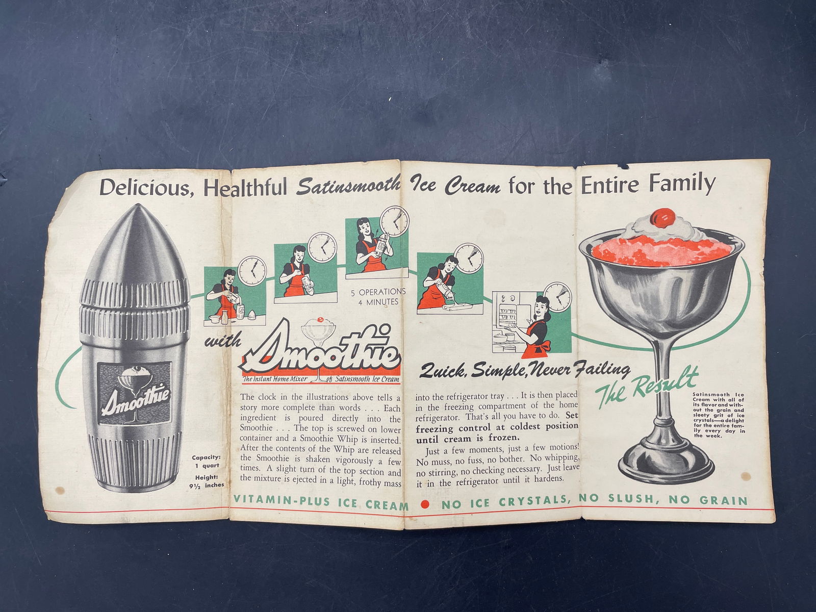 VINTAGE 1940S SMOOTHIE "SATINSMOOTH" ICE CREAM MAKER MIXER ROCKET BULLET RALMAC - 3