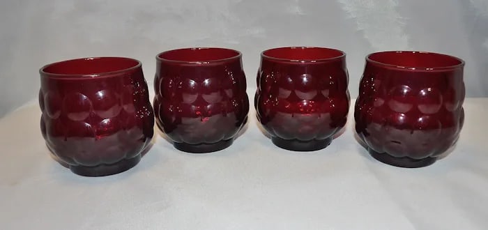 Anchor Hocking Royal Ruby Bubble Sherbet Dishes - 3