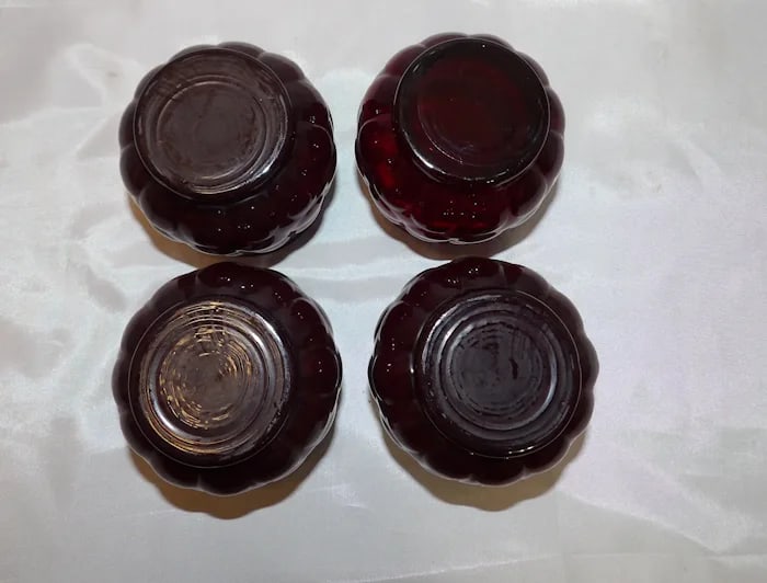 Anchor Hocking Royal Ruby Bubble Sherbet Dishes - 4