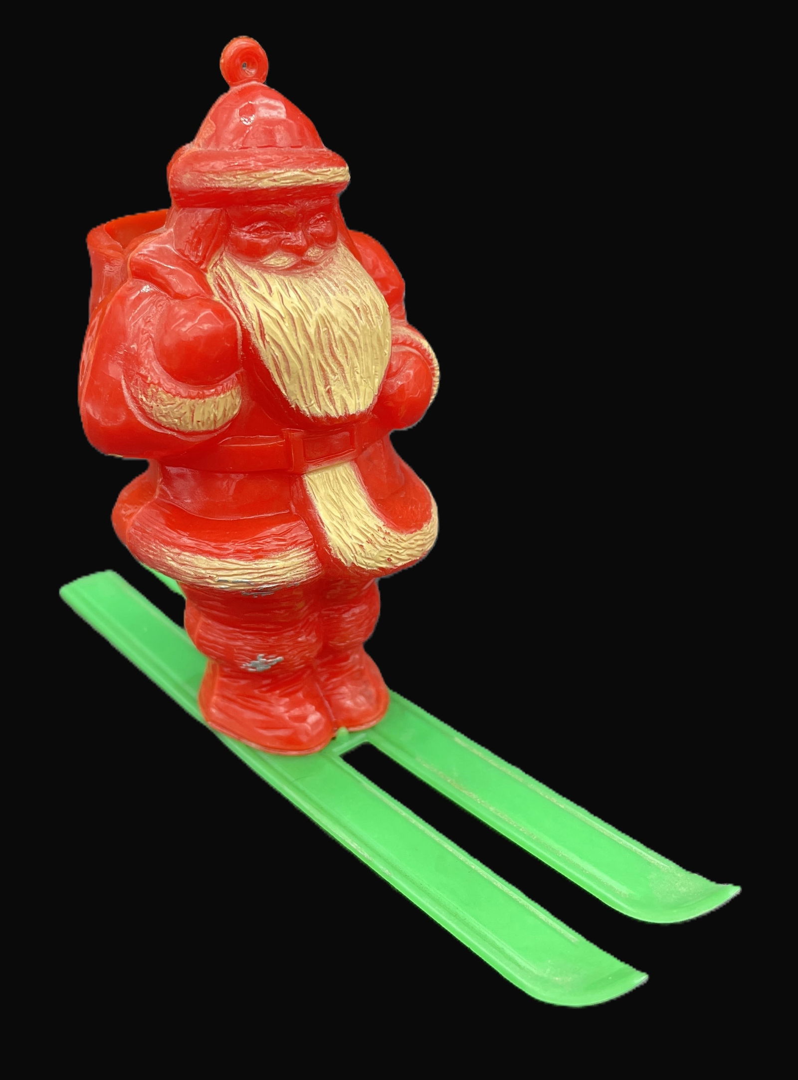 Vintage IRWIN MADE IN USA SANTA on Skis PLASTIC: Date/Period: APPROX 1940'S Dimension: approx 4.5 x 4.25 x 2 Material: PLASTIC Additional Information: 1940'S IRWIN MADE IN USA SANTA on Skis PLASTIC Shipping: Domestic: Flat-rate of $9.00 to anywhere