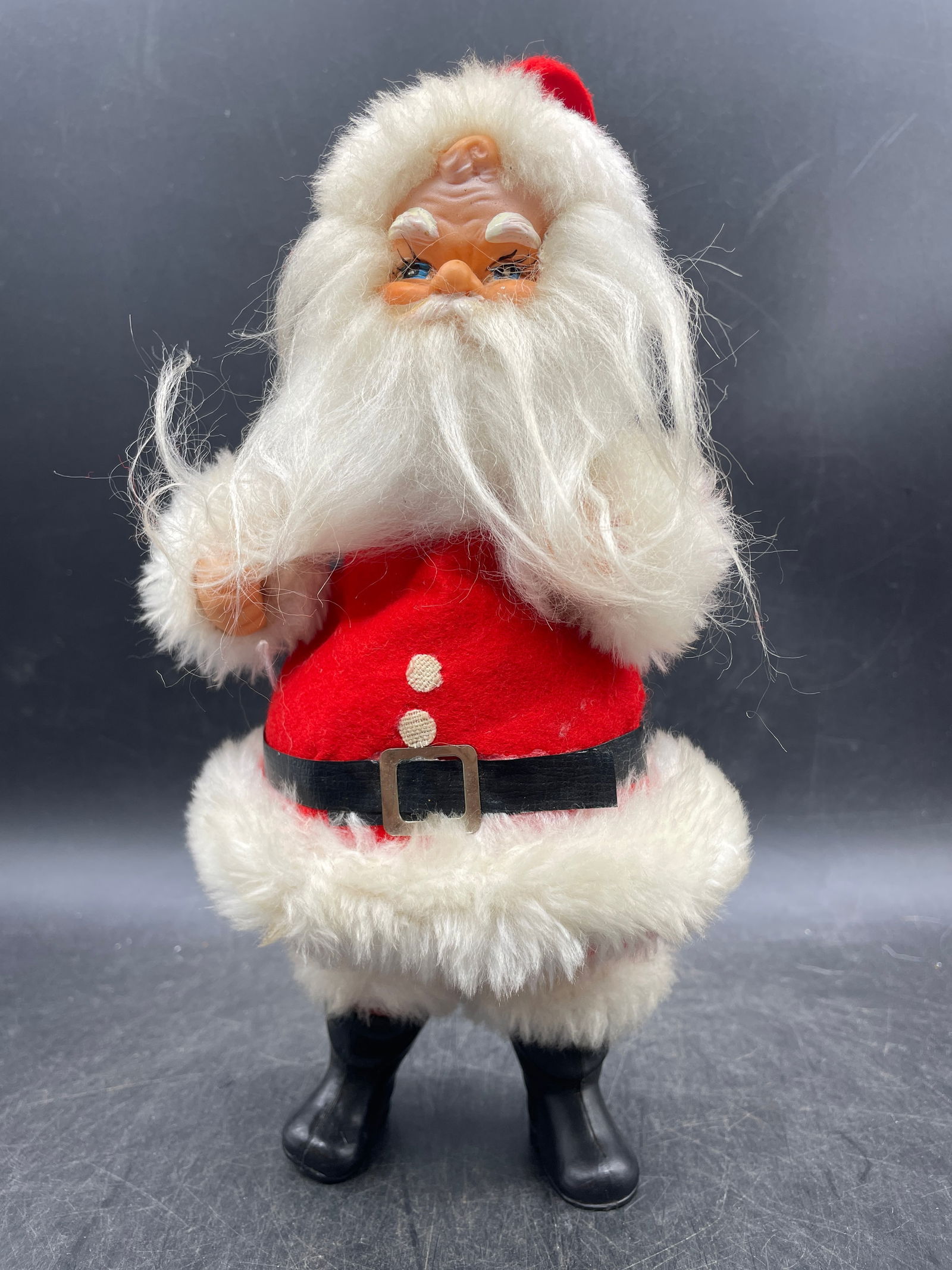 Vintage Rice-Bayersdorfer Co. Rubber face Santa Claus Figurine Black Boots - 3