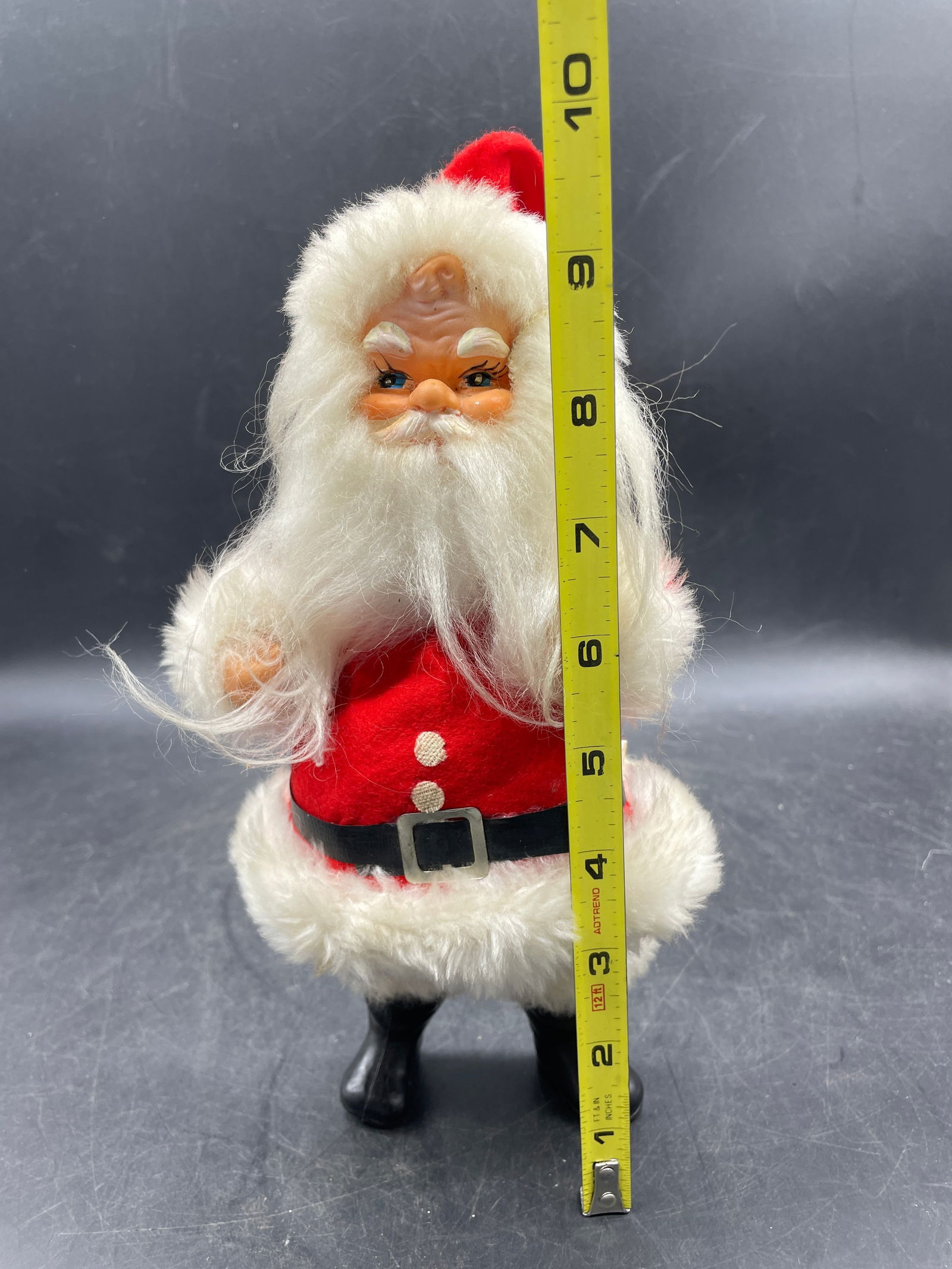 Vintage Rice-Bayersdorfer Co. Rubber face Santa Claus Figurine Black Boots - 8