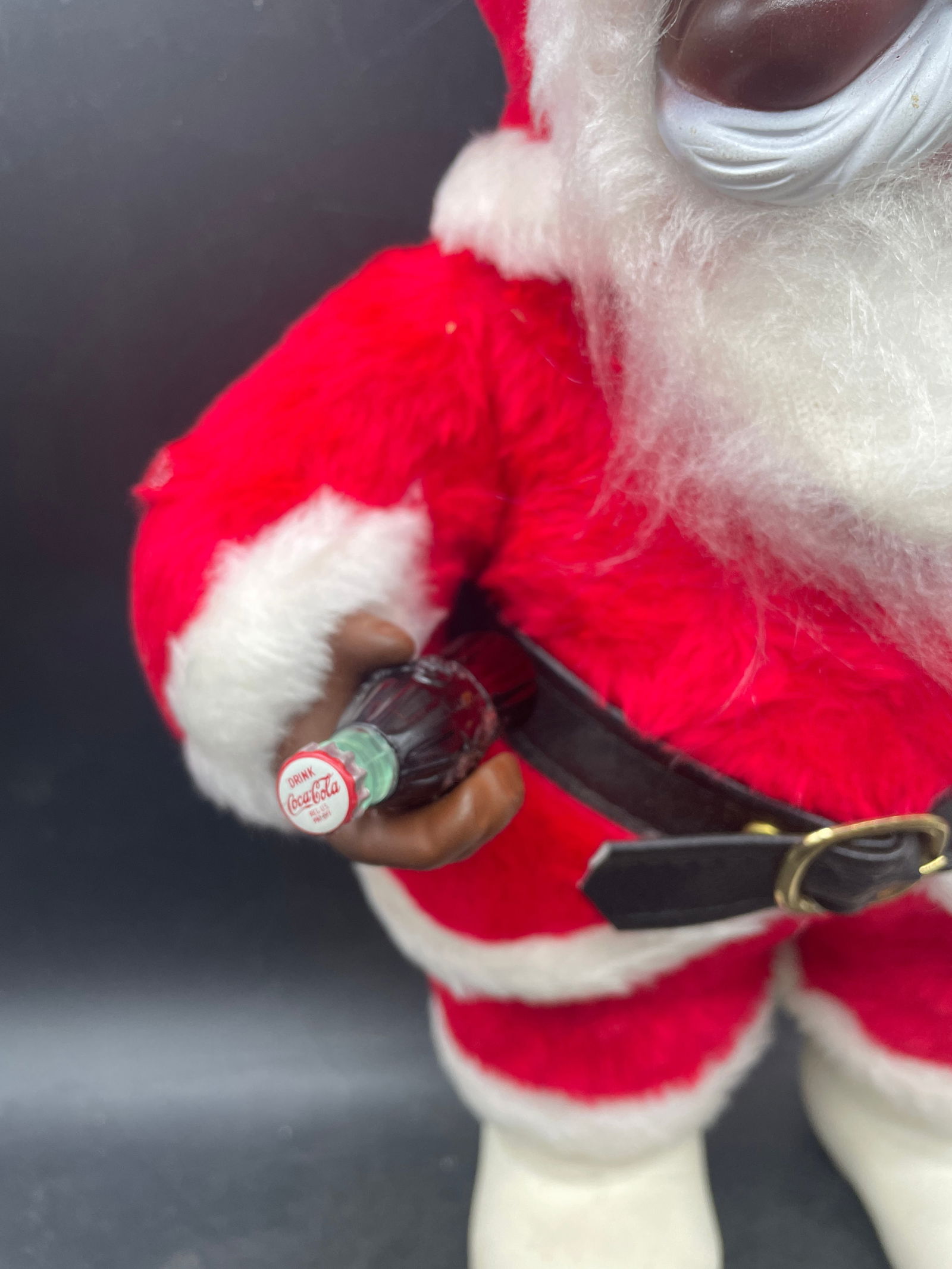 Rare Rushton Coca Cola African American Santa Plush White Boots 50's - 3