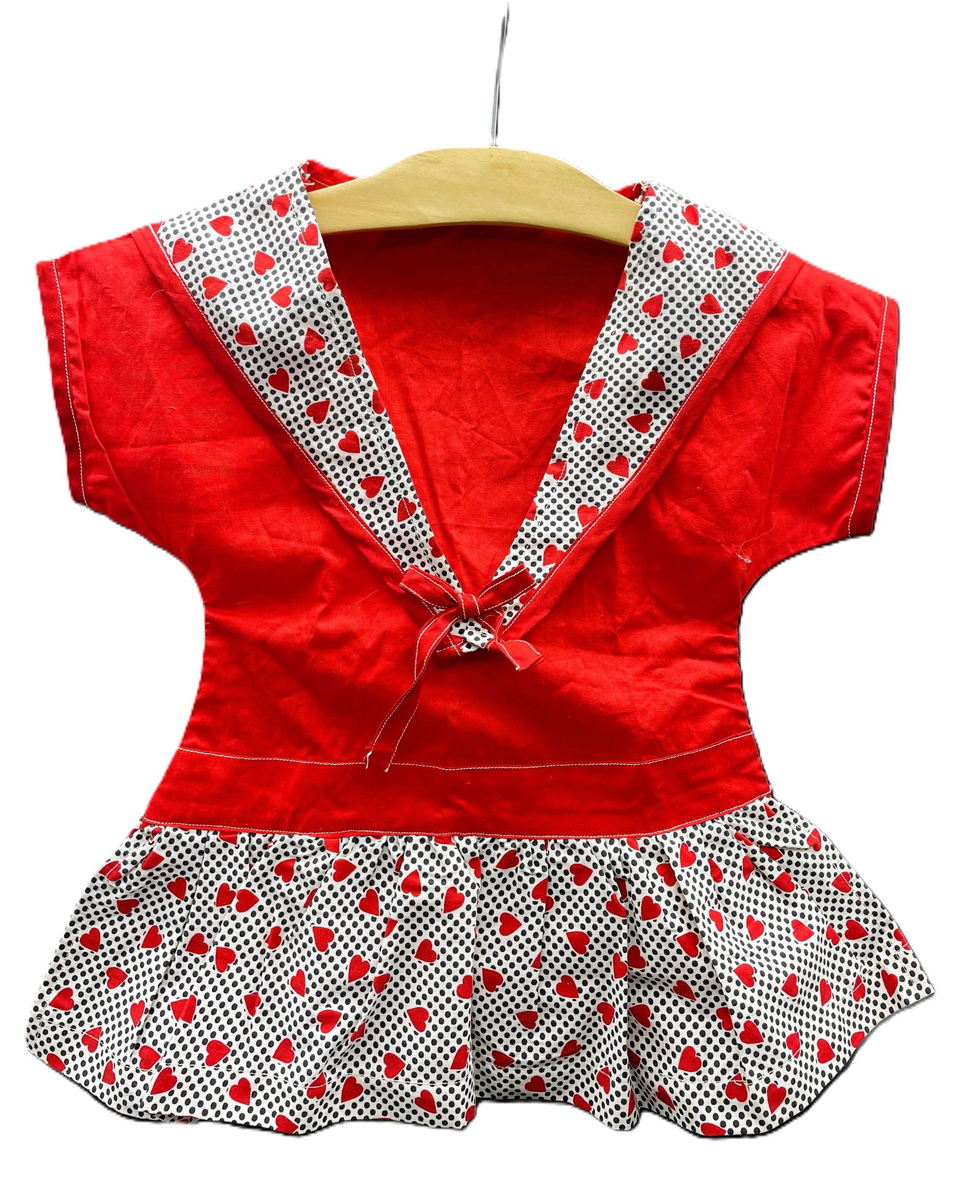 Vintage Dress Shaped Clothes Pin Bag Kitschy Hearts Laundry room décor