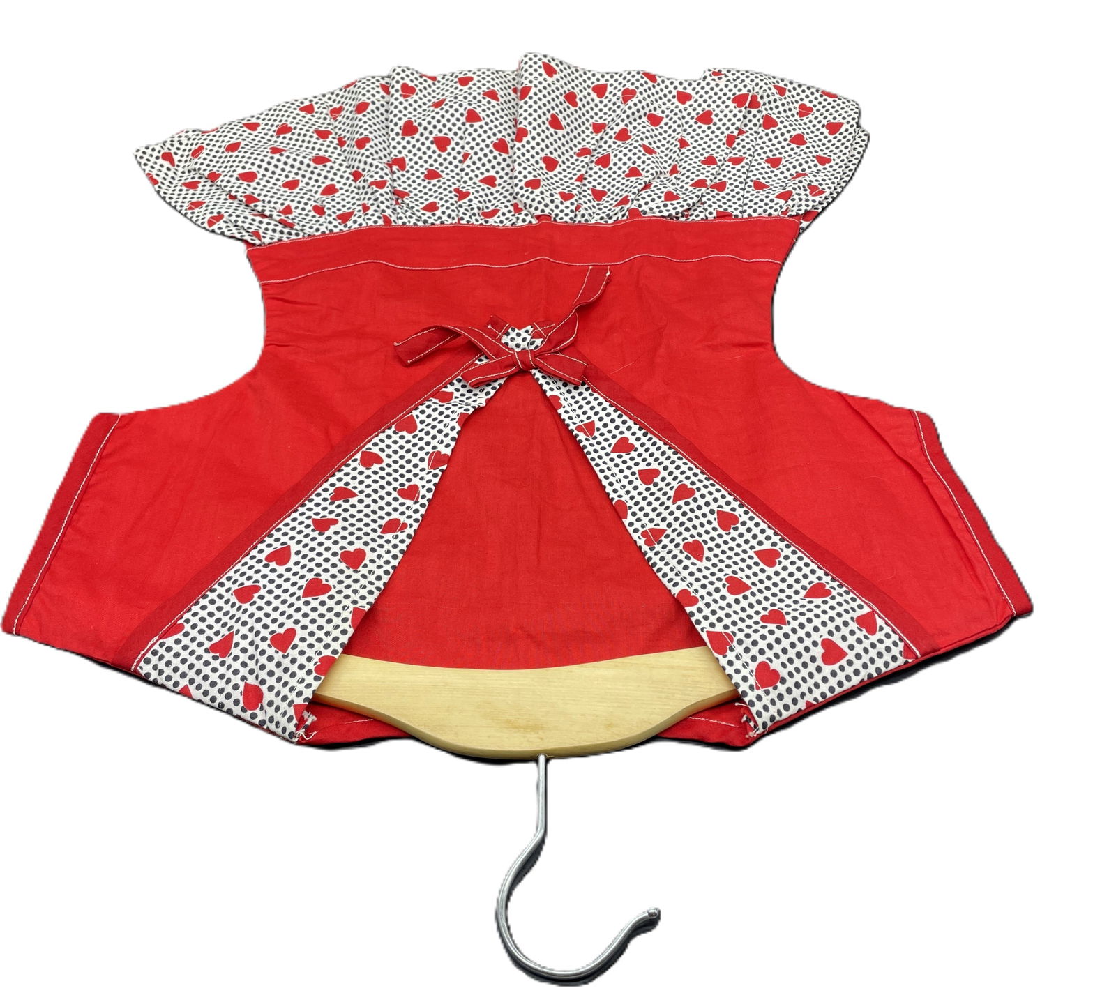 Vintage Dress Shaped Clothes Pin Bag Kitschy Hearts Laundry room décor - 5