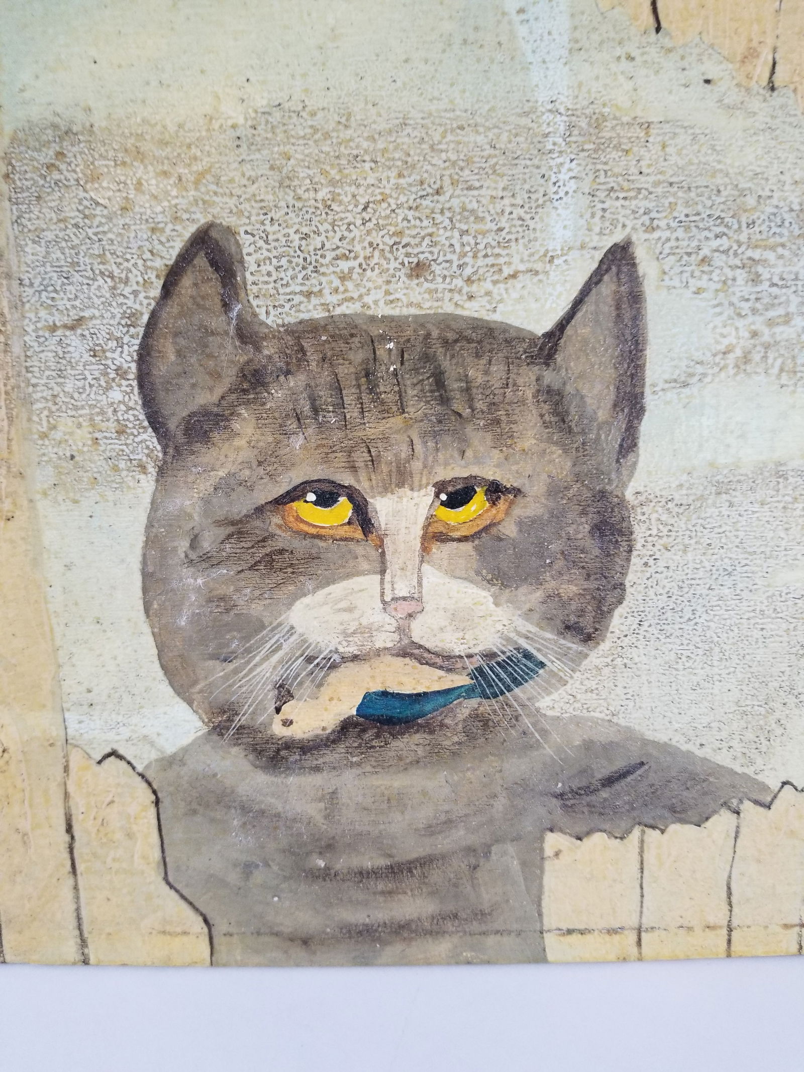 Cat painting on wood panel - 2