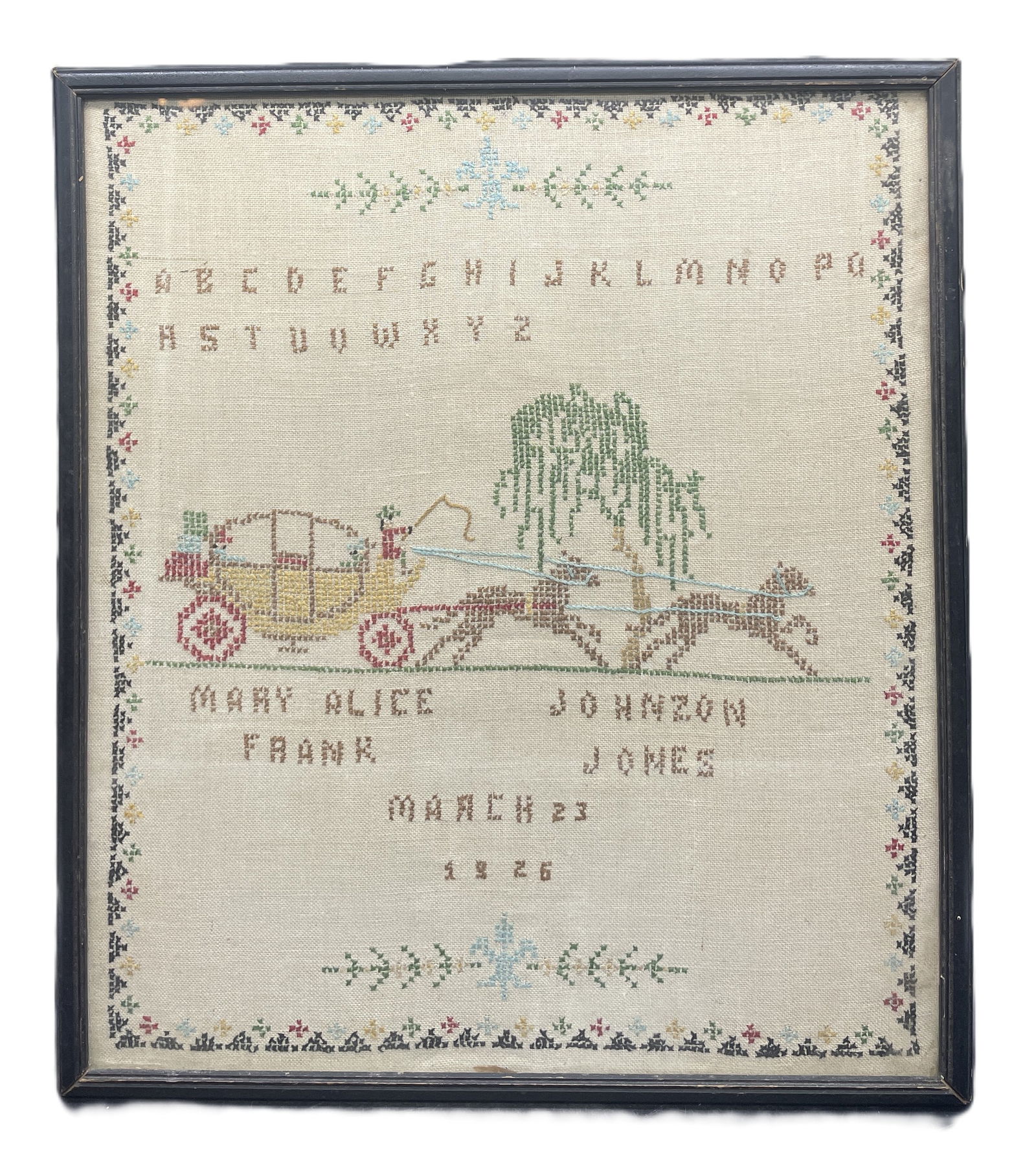 Antique Needlework Sampler - Hand Crafted - 1926 - 2