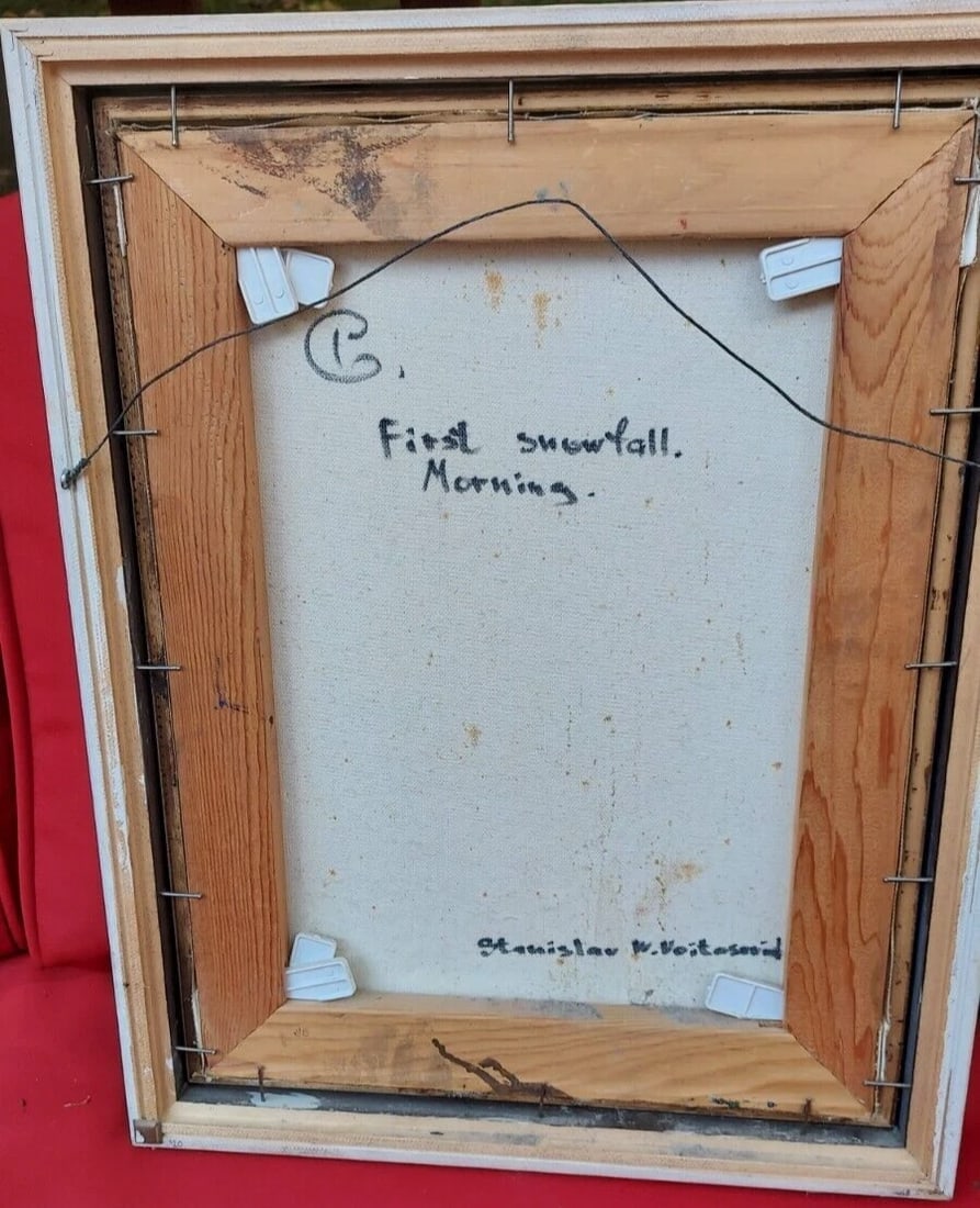 Phenomenal Oil painting First Snowfall morning Signed - 4