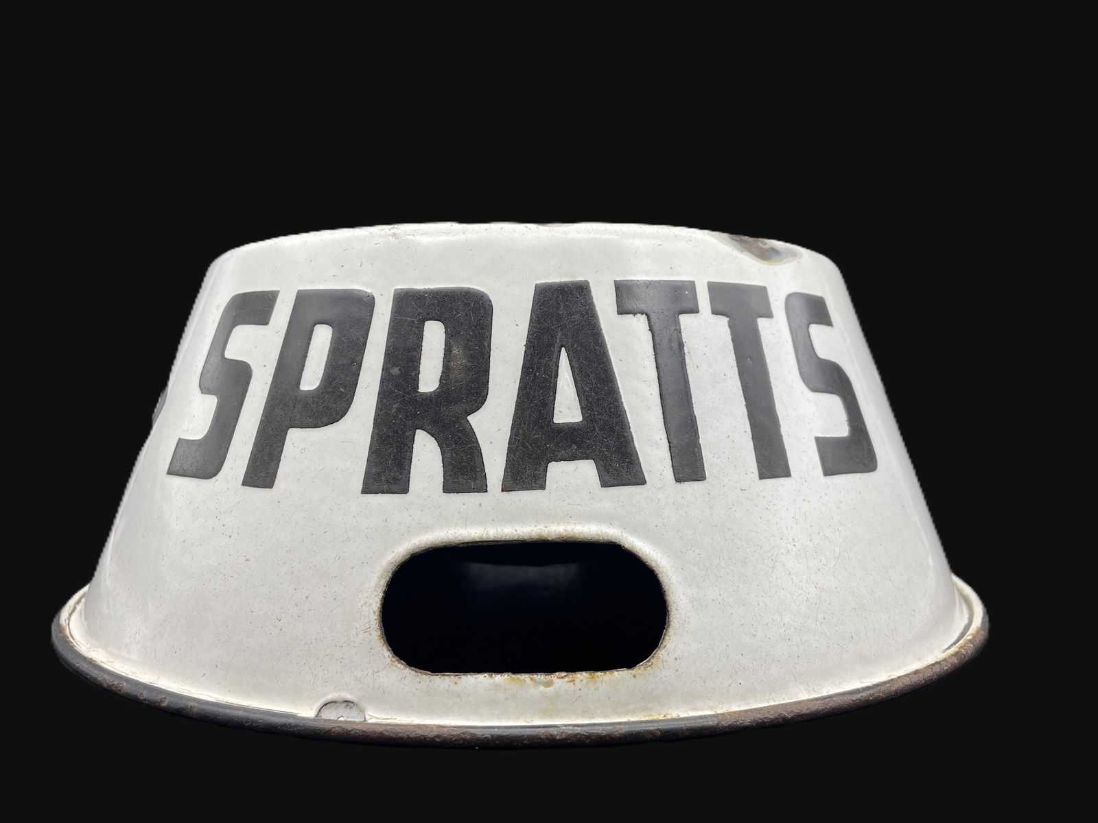 RARE 1920’S SPRATT’S ENAMEL ADVERTISING DOG BOWL WITH THE TERRIER LOGO ON TWO SIDES - 2