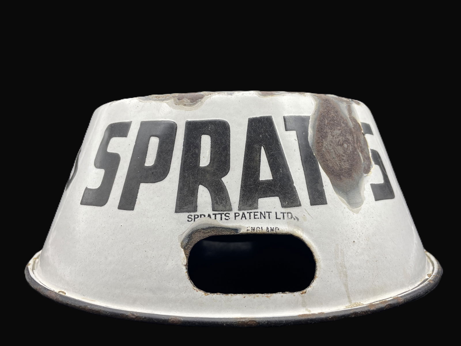 RARE 1920’S SPRATT’S ENAMEL ADVERTISING DOG BOWL WITH THE TERRIER LOGO ON TWO SIDES - 4
