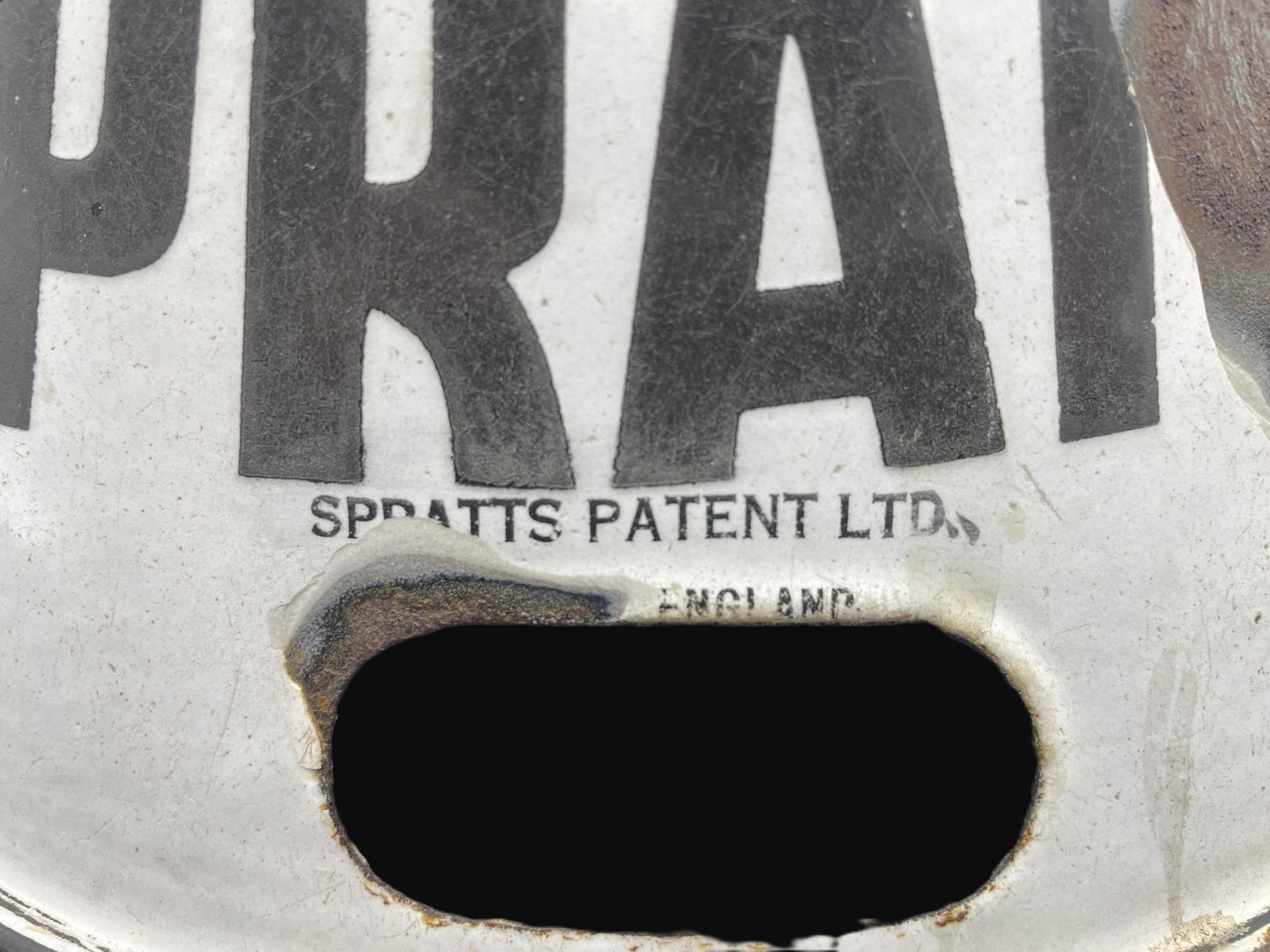 RARE 1920’S SPRATT’S ENAMEL ADVERTISING DOG BOWL WITH THE TERRIER LOGO ON TWO SIDES - 5