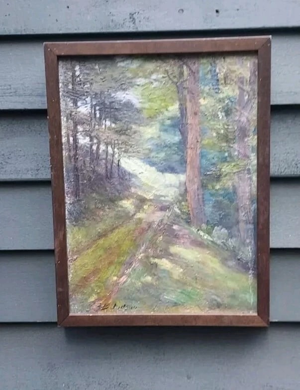 Woods Oil painting abstract signed Judson possibly William lees - 2