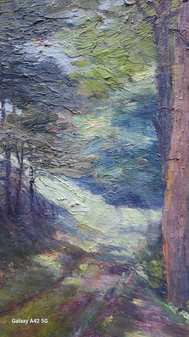 Woods Oil painting abstract signed Judson possibly William lees - 3