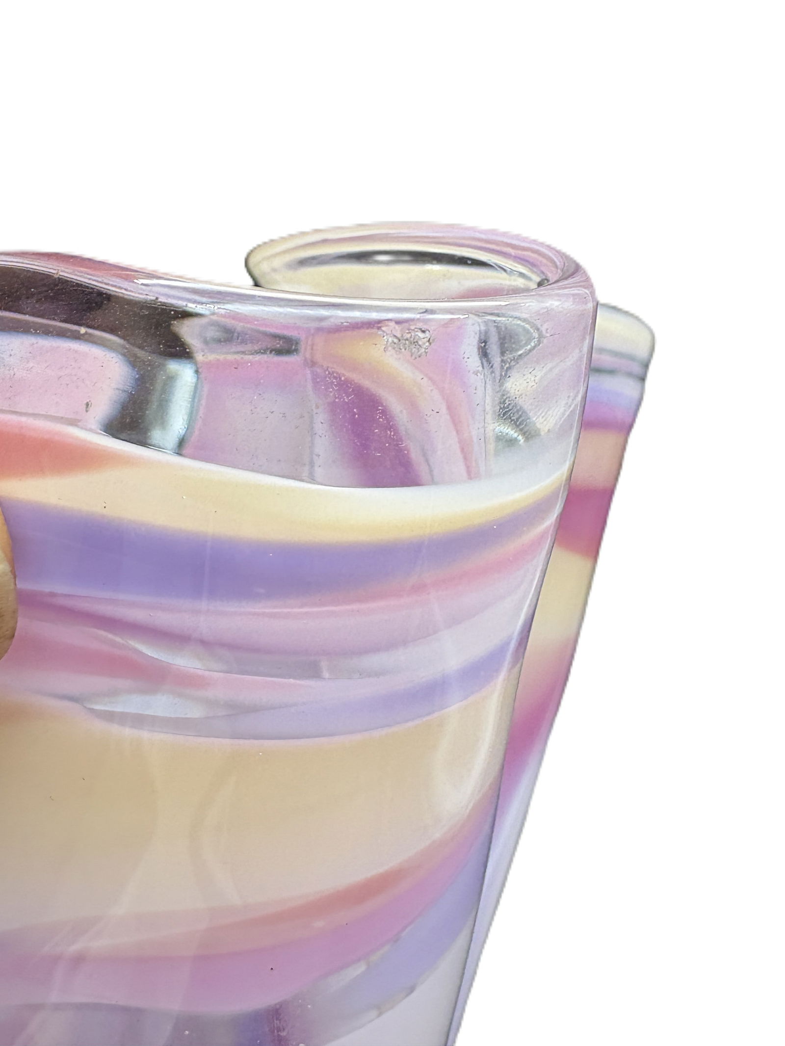 BRUCE FREUND ART GLASS RUFFLE VASE Signed 1987 - 4