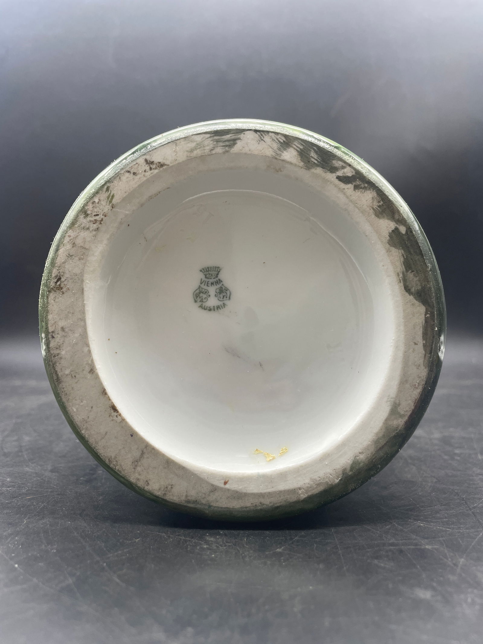 Antique Cylindrical Vase with Cranes Marked Vienna Austria 14.5" tall - 3