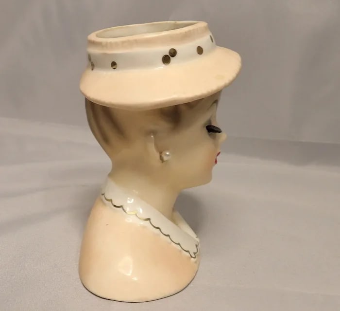 Vintage 1963 Inarco Lady Head Vase - 4