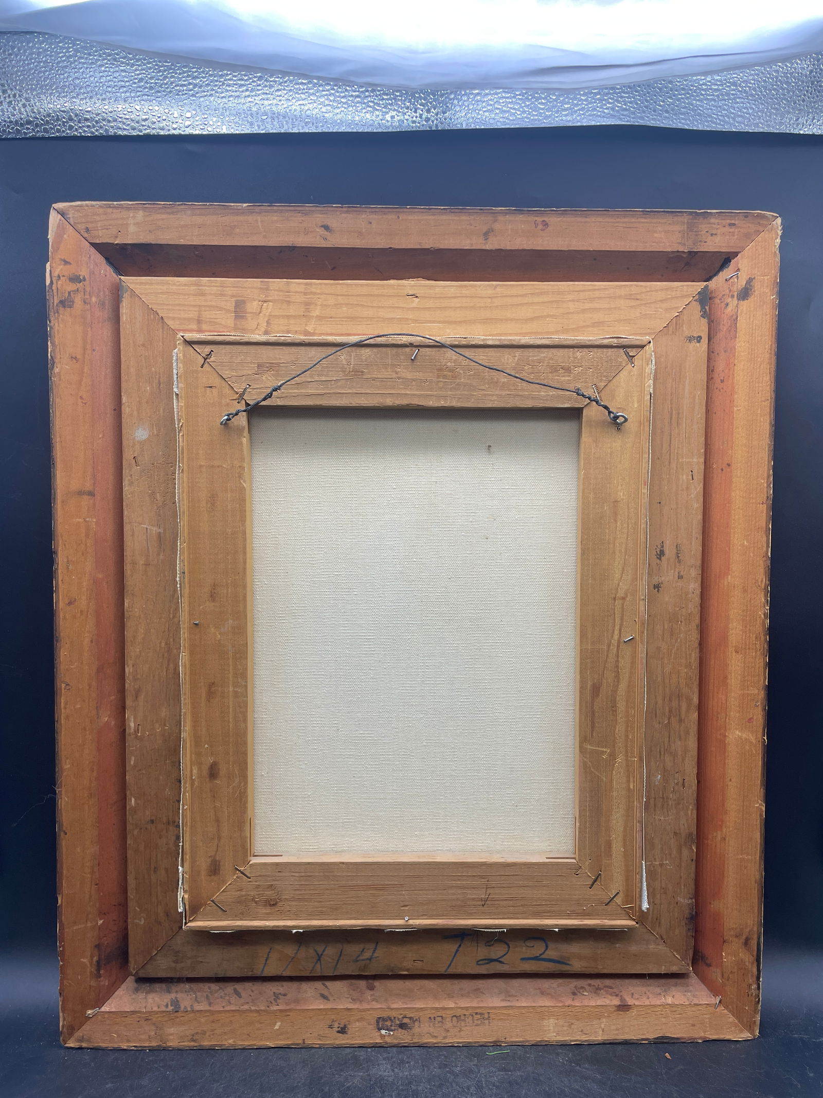 Vintage Poodle Oil On Canvas Portrait Original Signed Flocked Frame - 5